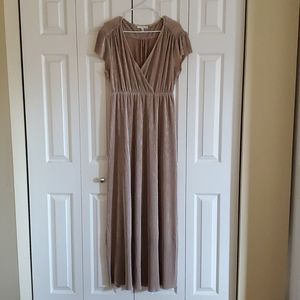 Baltic Born Athena Gold Pleated Maxi Dress